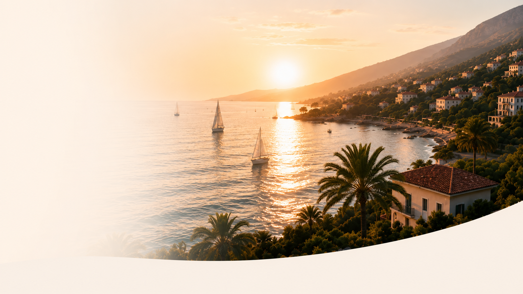 Vue de la Riviera au coucher du soleil